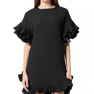 Gracia Ruffled Elbow Sleeve‎ Dress black size medium